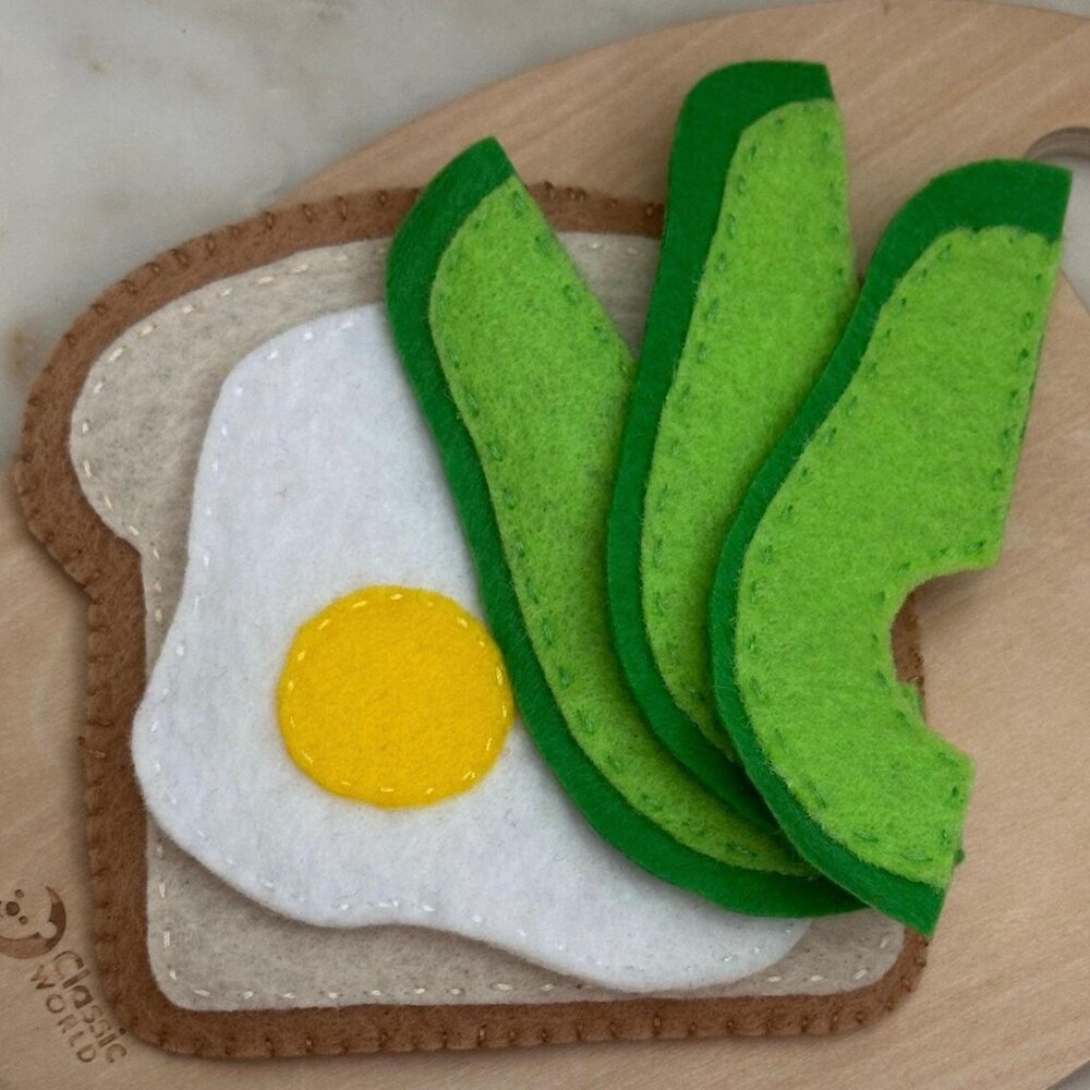 Felt food. Avocado Toast & Egg. Pretend Play Food.